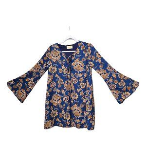 Let Them Eat Cake. Navy Boho Bell Sleeve Dress. size small
